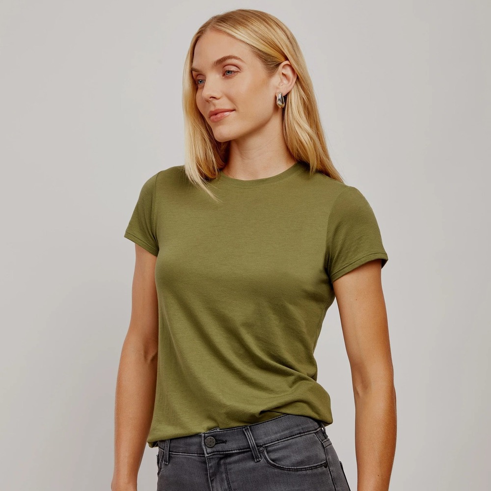 Mott & Bow Large Crew Mercy Olive Green Short Sleeve Tee Rosemary
